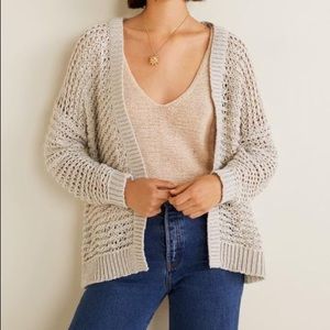 Mango Open-knit Beige Cardigan